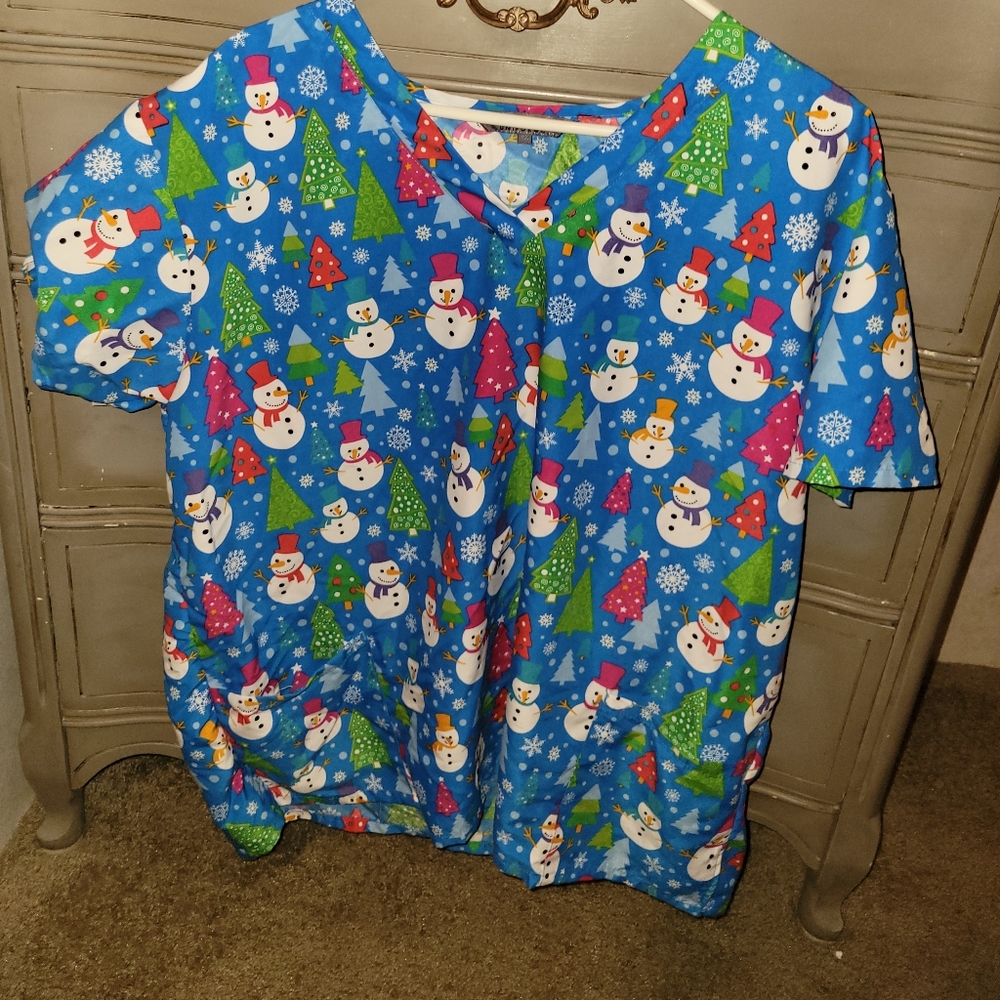 Christmas scrub top
